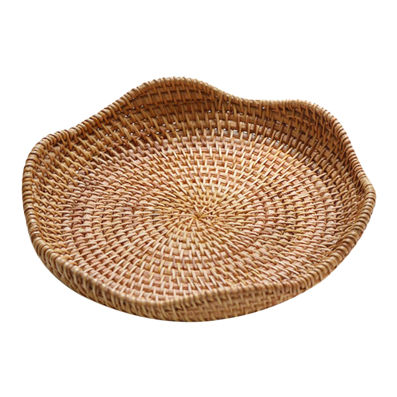 Food Storage Room - Rattan Round Serving Tray Handwoven Container
