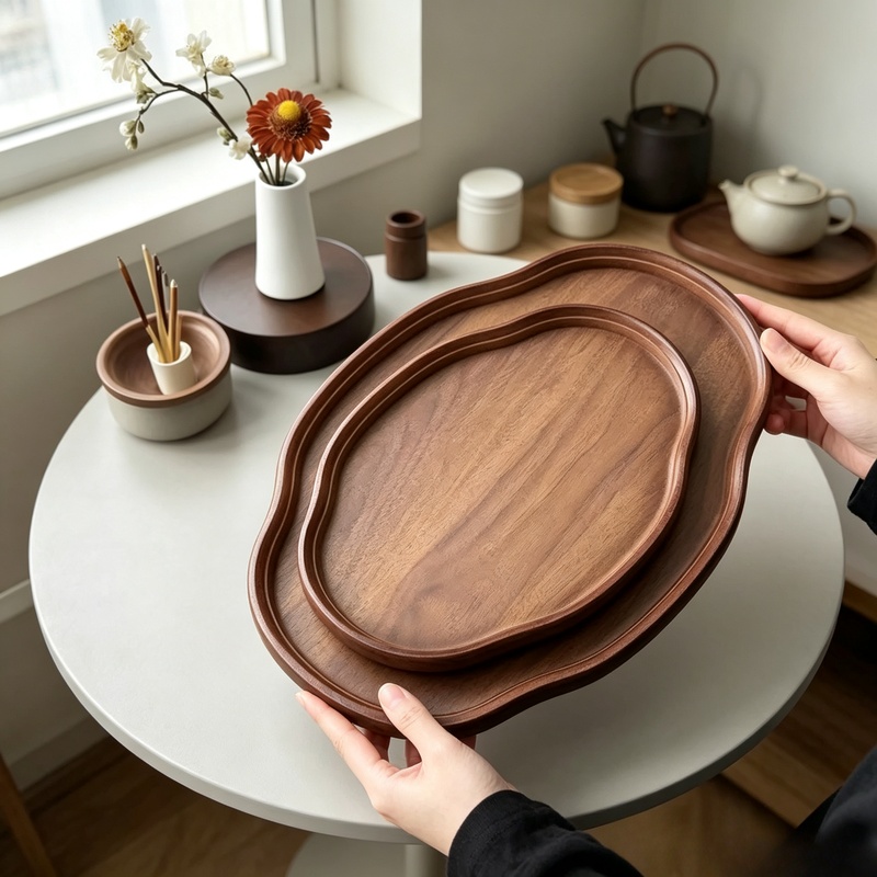 Food Storage Room - Natural Wooden Decorative Serving Tray, Multi‑Purpose