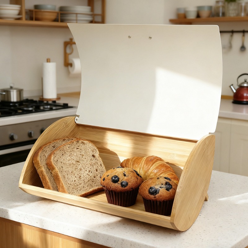 Bread Box Bamboo - Bamboo cover bread box, household iron