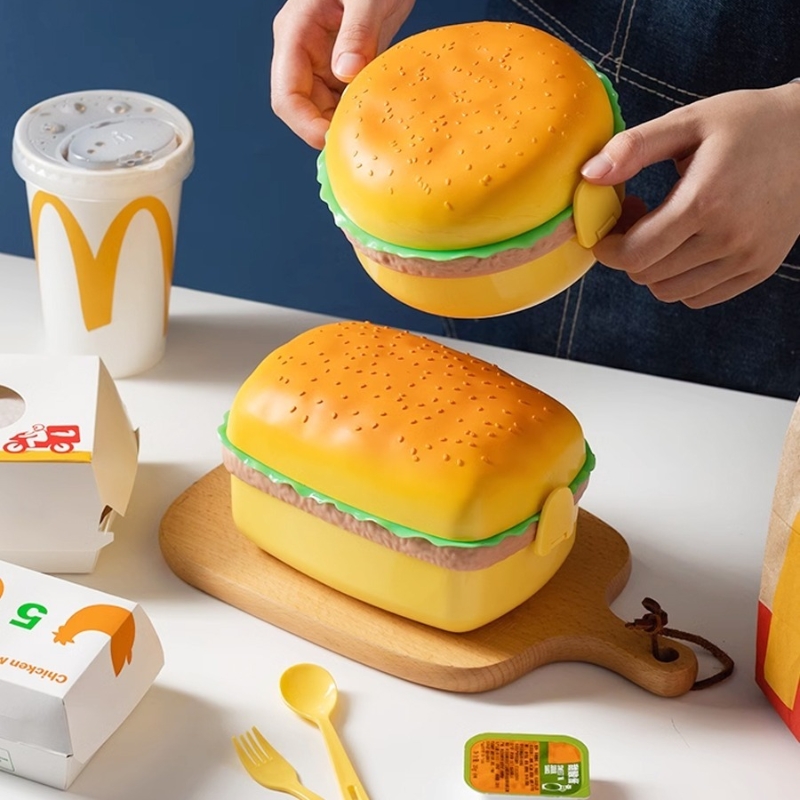 Food Storage Kits - Hamburger Lunch Box Double Tier Cute
