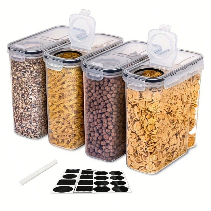 Food Storage In Pantry - 4 Pack Airtight Cereal Dry Food