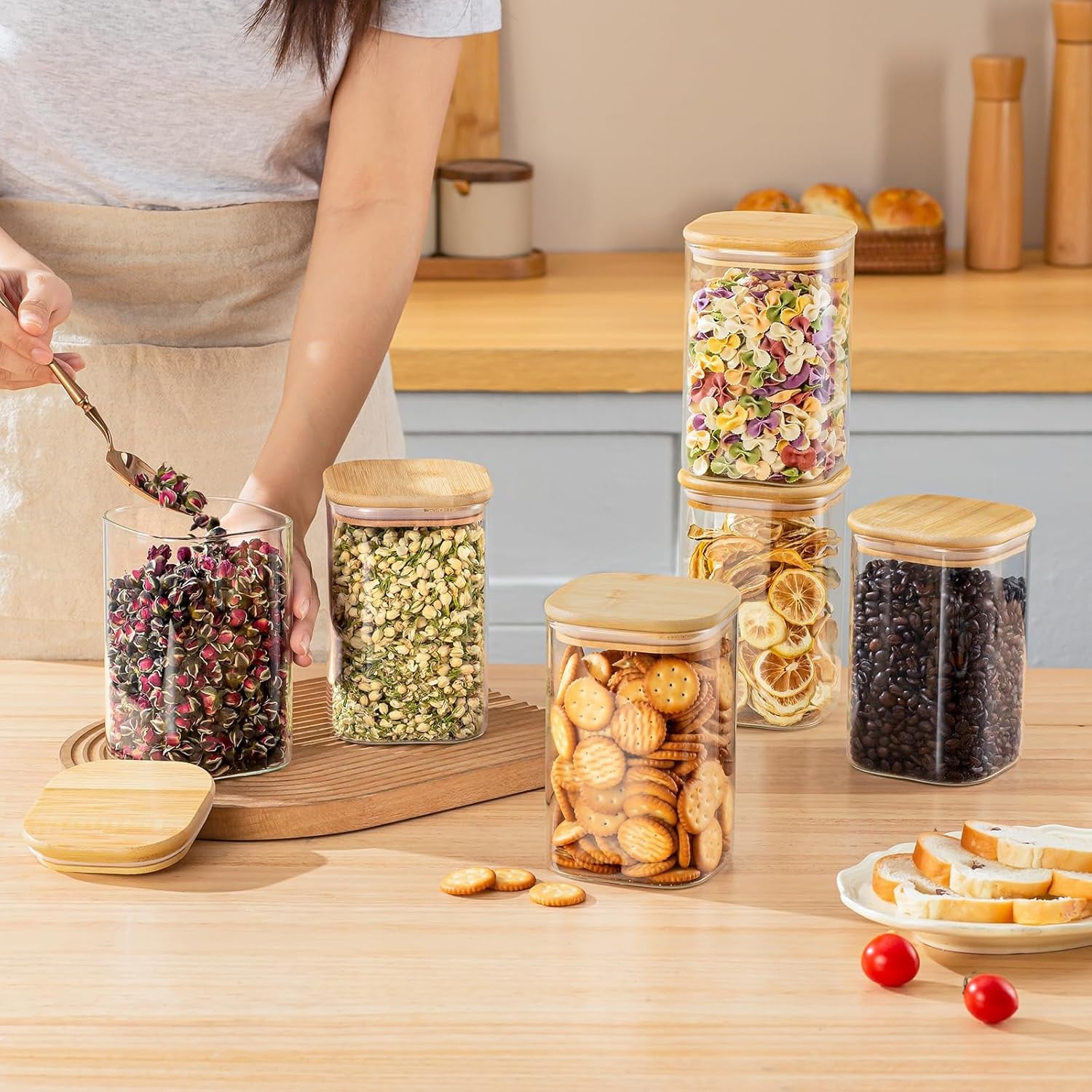 6 Pack Glass Food Storage Jars - đánh giá và giá Food Storage In Pantry
