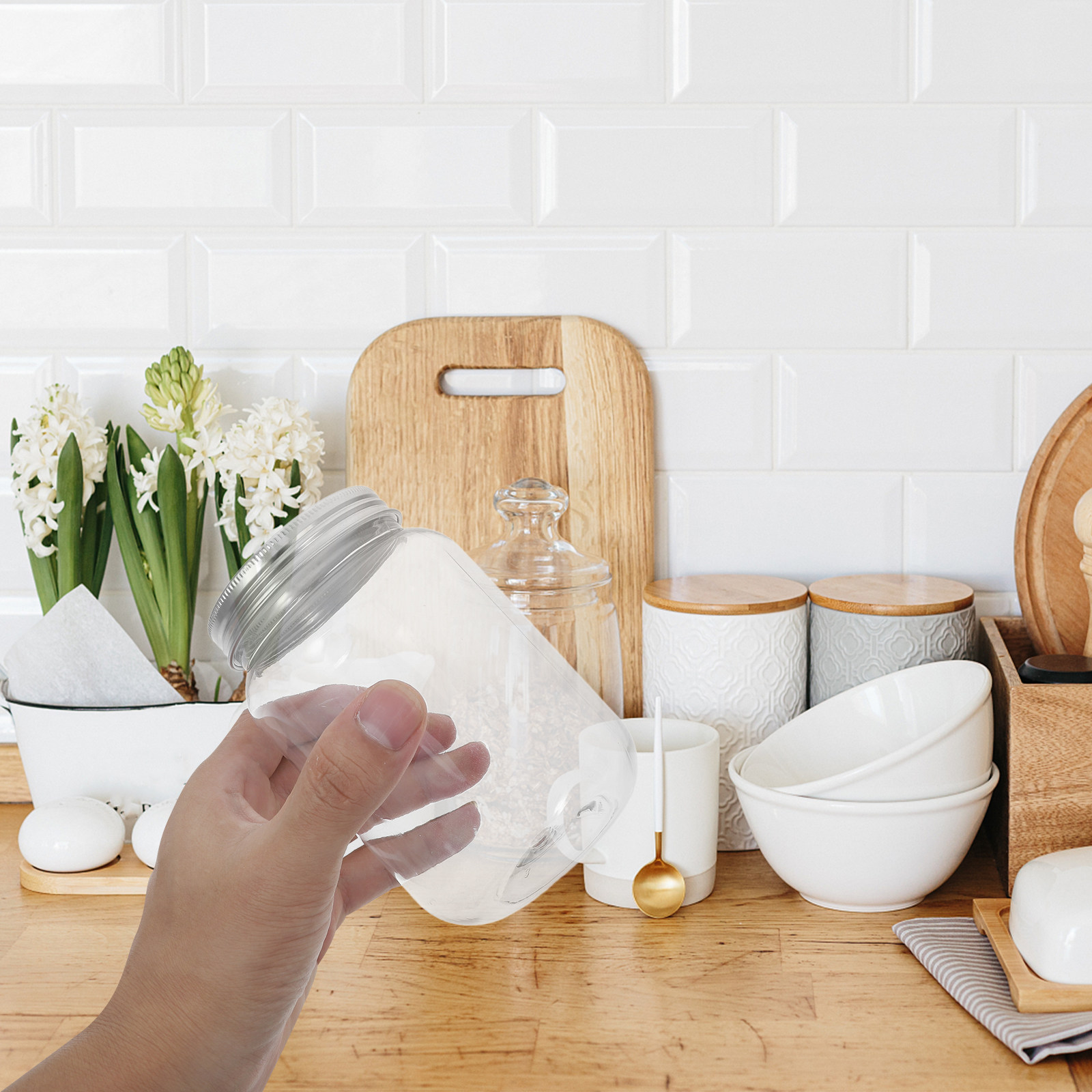 4Pcs Clear Plastic Jars with A - đánh giá và giá Food Storage Jars Plastic