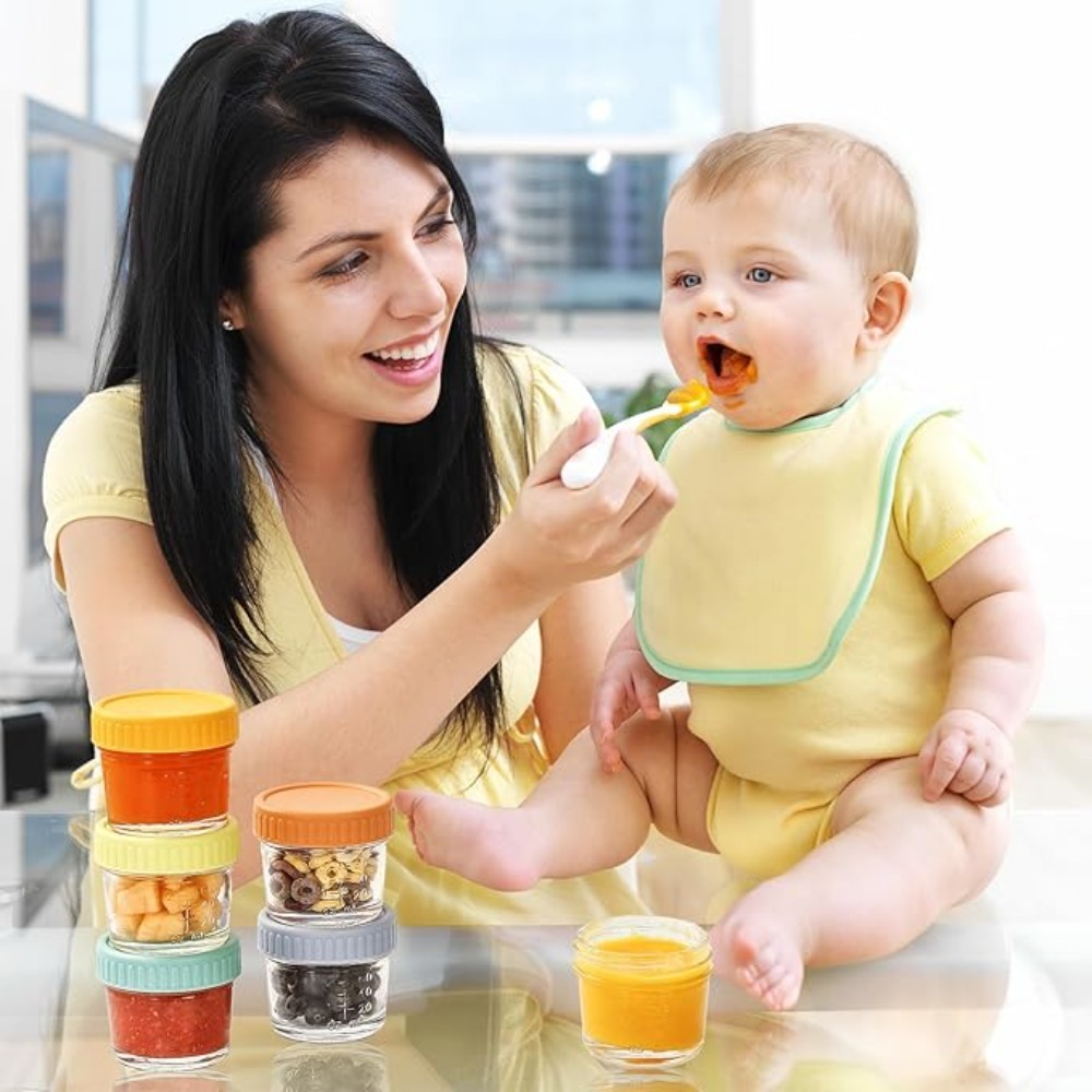 6pcs Glass Baby Food Jar Reusa - đánh giá và giá Food Storage With Glass Lids