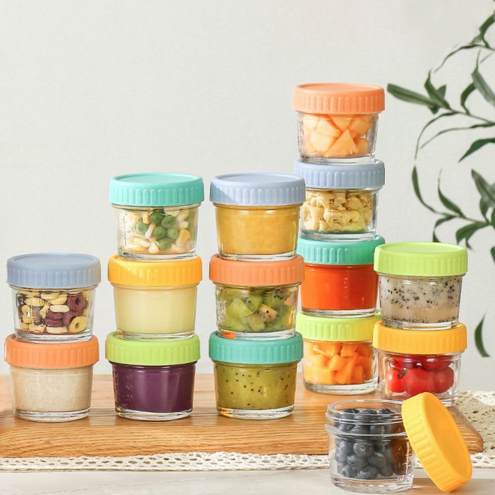 6pcs Glass Baby Food Jar Reusa - đánh giá và giá Food Storage With Glass Lids
