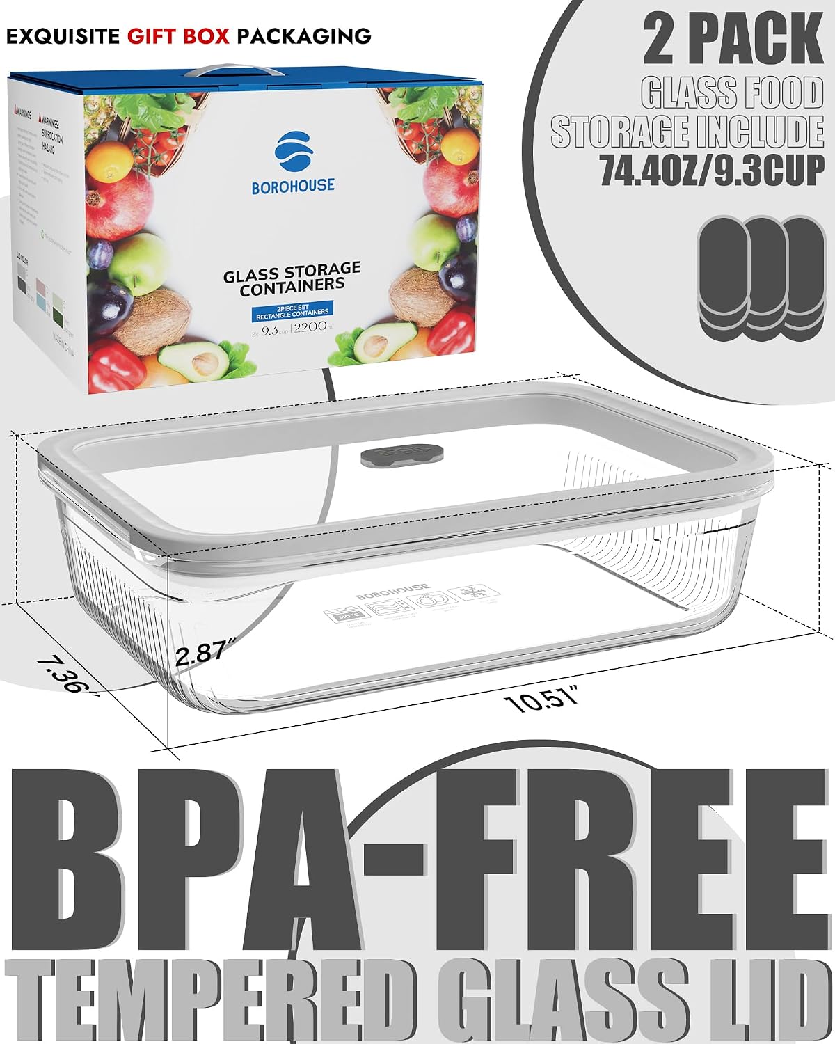 2 Pack Glass Food Storage Cont - đánh giá và giá Food Storage Freezer