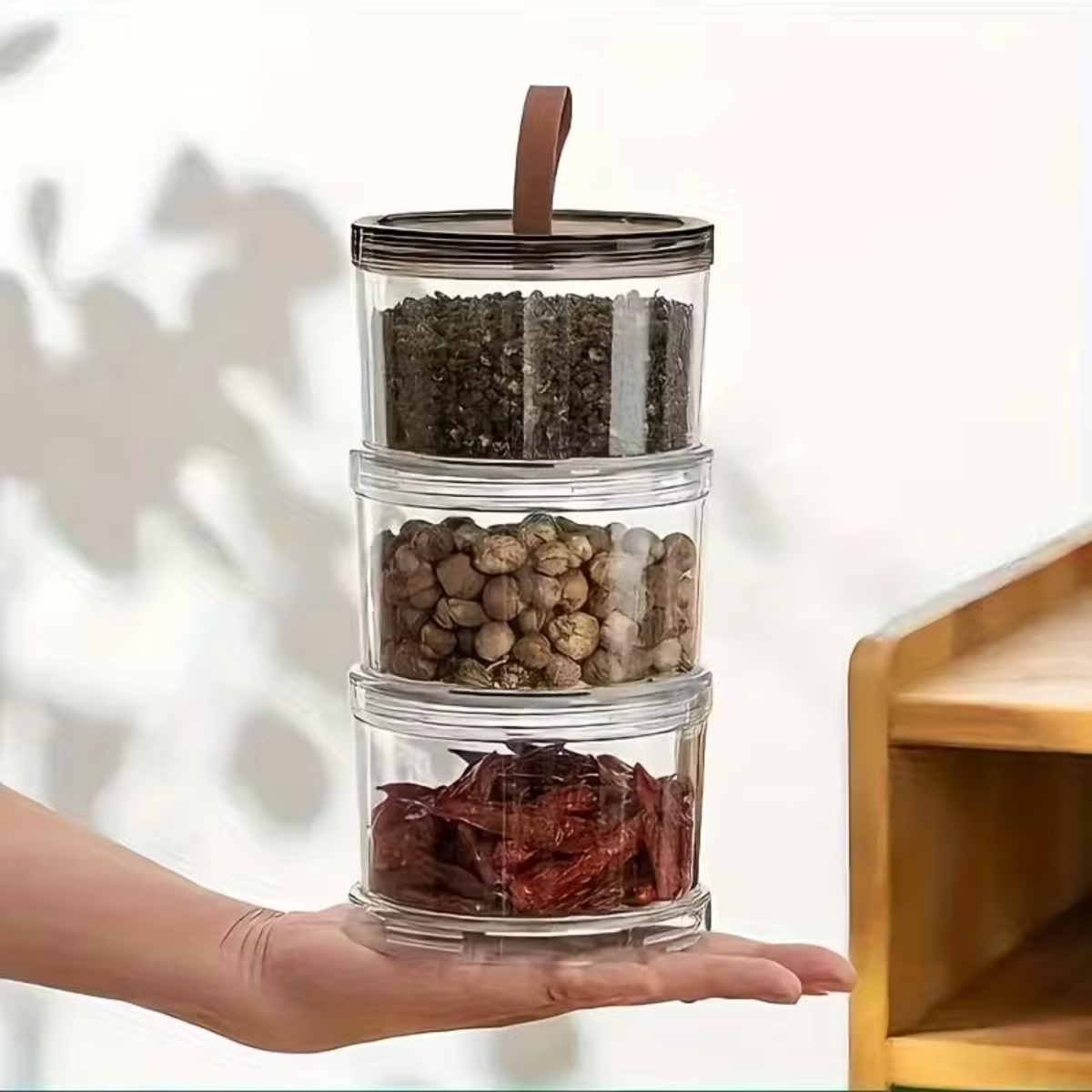3-Layer Round Handheld Spice B - đánh giá và giá Food Storage Jars Plastic