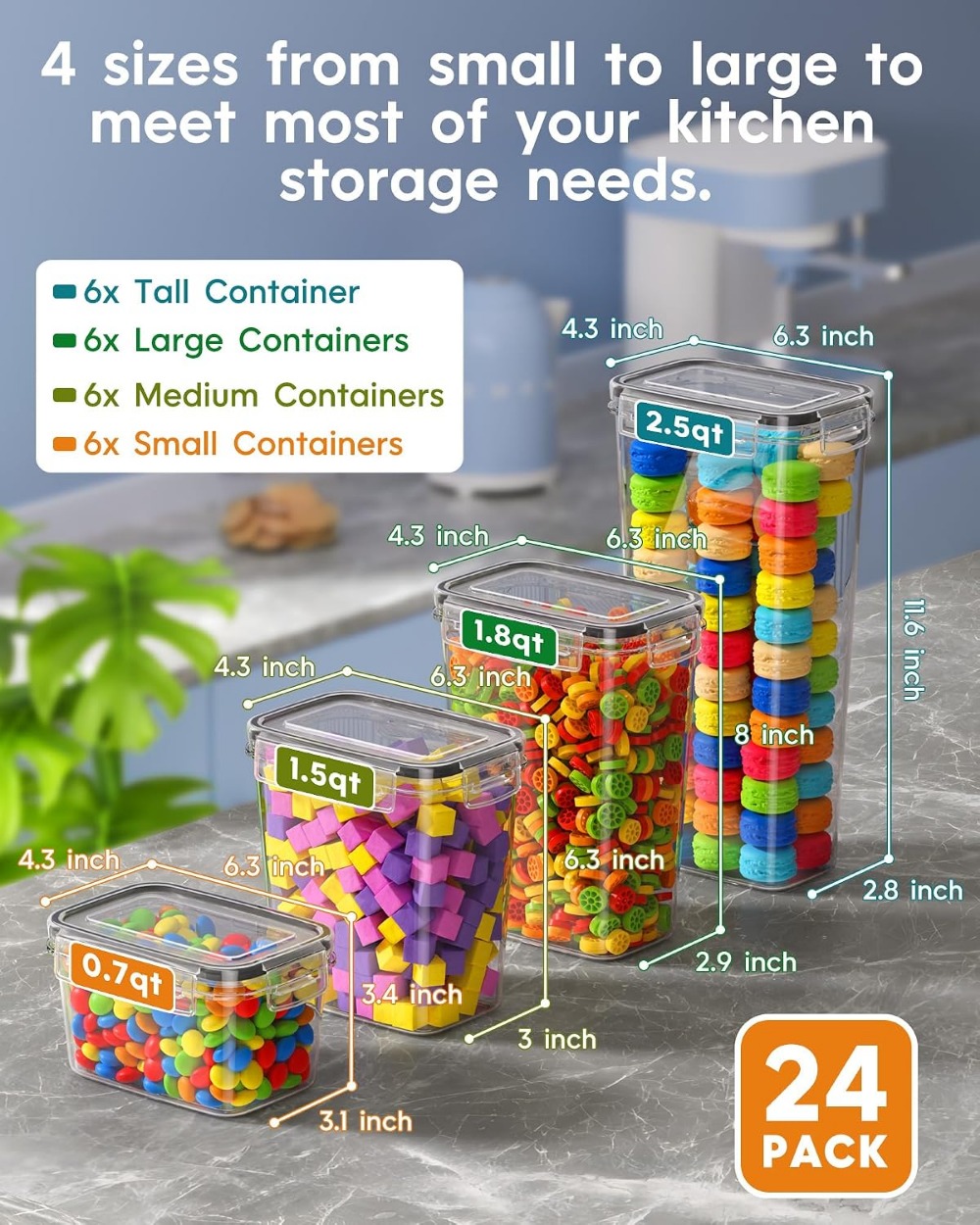 24 PCS Airtight Food Storage C - đánh giá và giá Food Storage Plastic